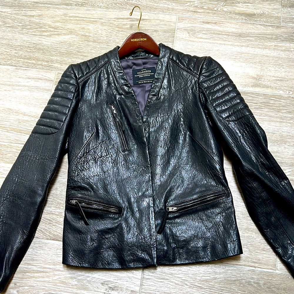 All saints Womens black leather jacket